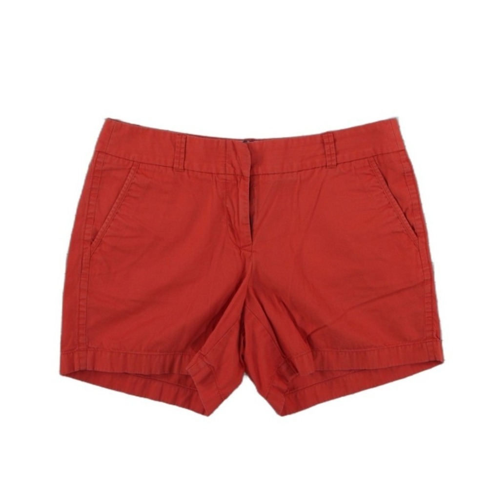 J.Crew Chino Shorts Women's Size 4 Orange Red Broken In 100% Cotton Mid Rise
